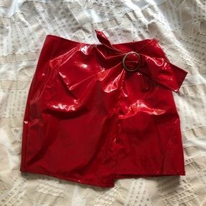 Red Pleather Skirt